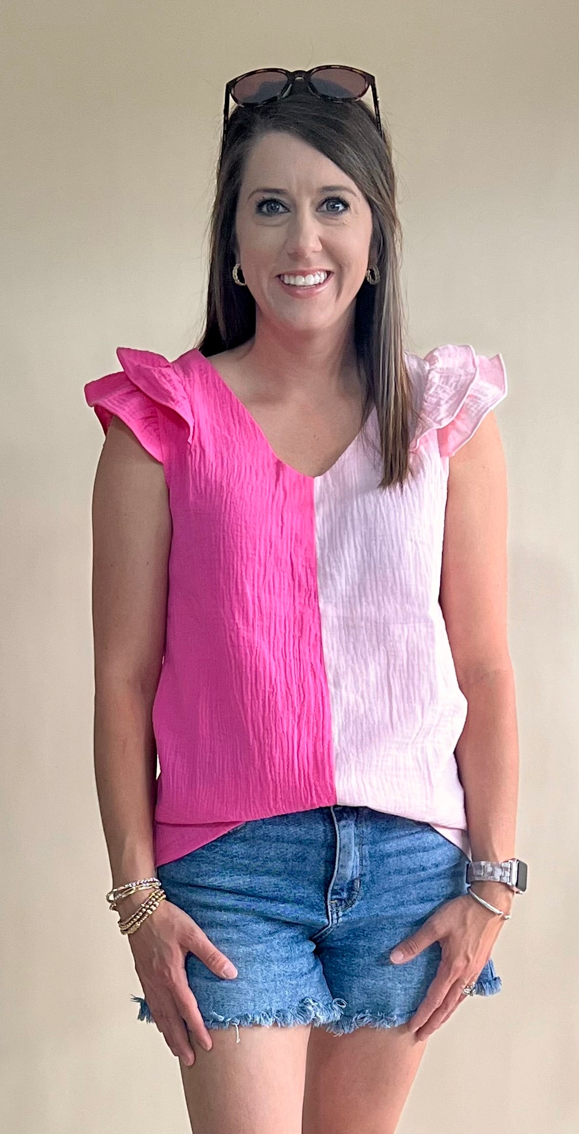 Pink Colorblock Top