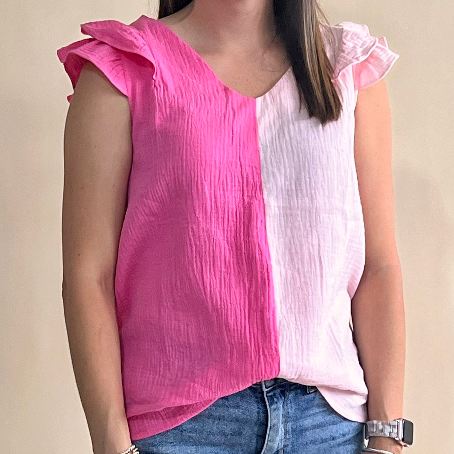 Pink Colorblock Top