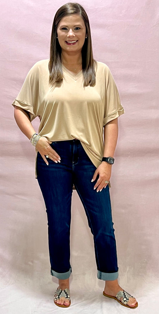 Taupe Vneck Top