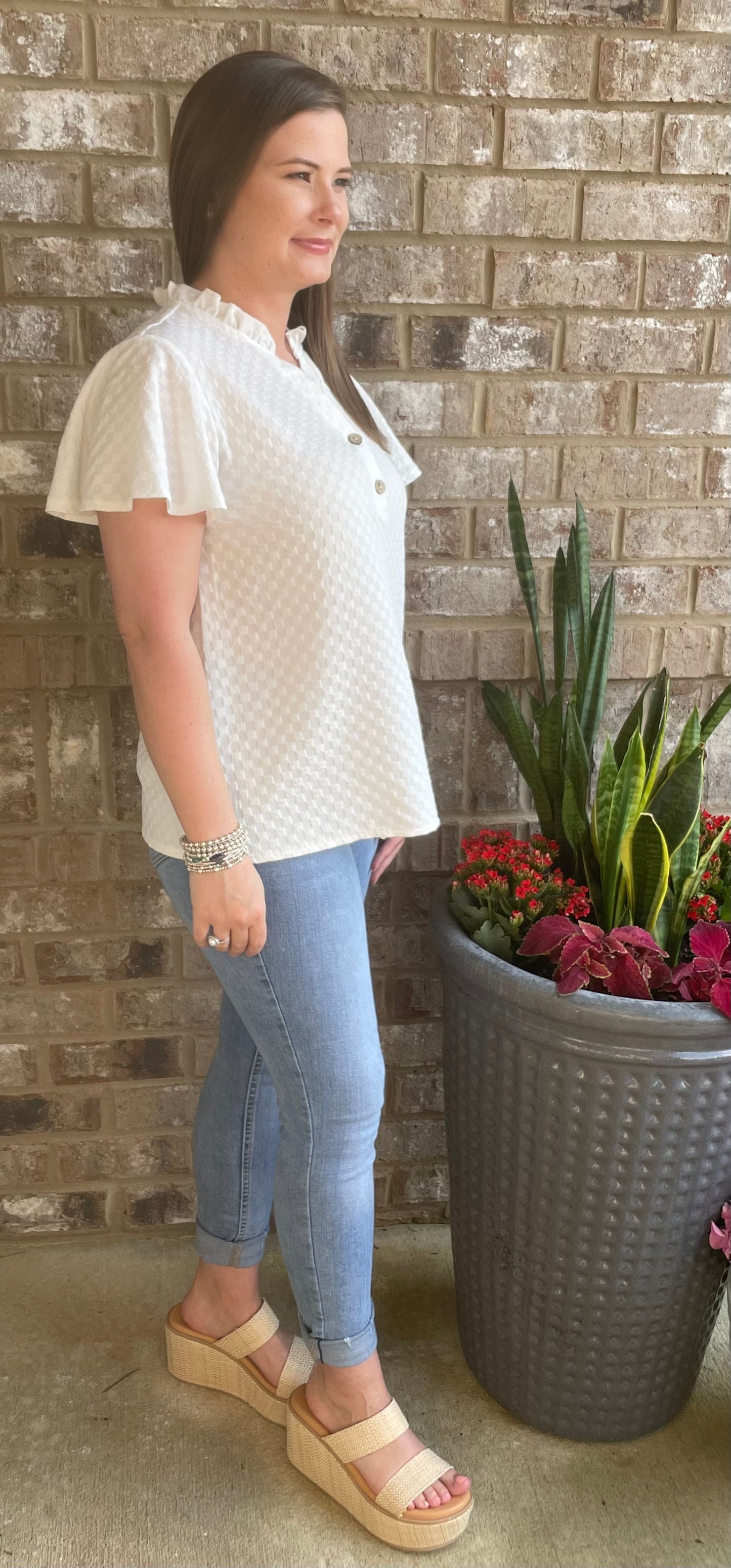 Textured White Top