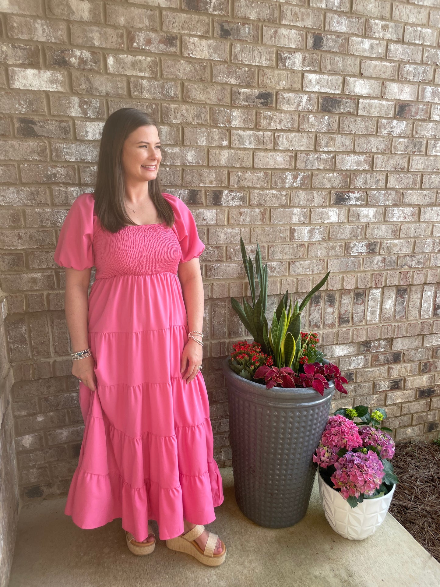 Pink Smocked Maxi Dress